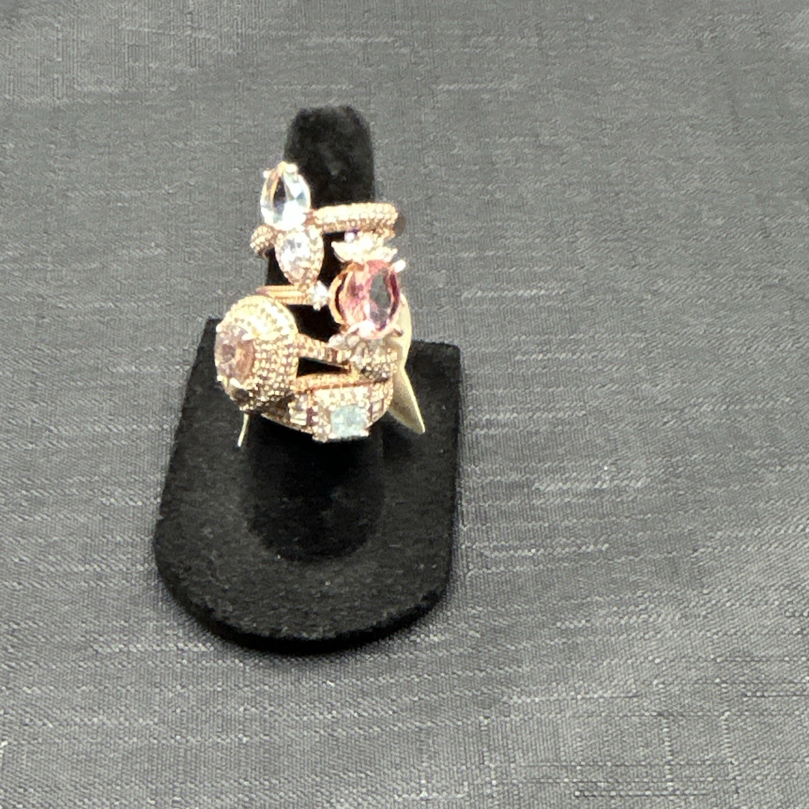 Ring Bomb Party Lot: Size 6 /6.5 Rose Gold Plated Cocktail Statement Stack 4pc