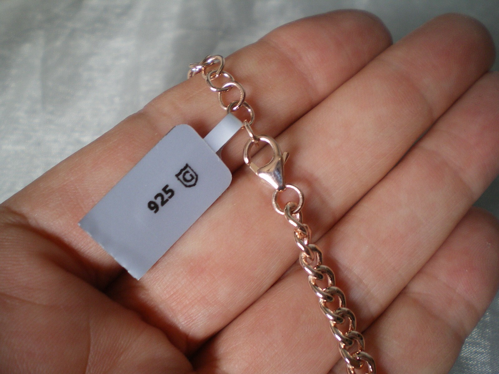 Identity bracelet, 8 inches, 11.68 grams of 925 Sterling Silver, Rose Gold over