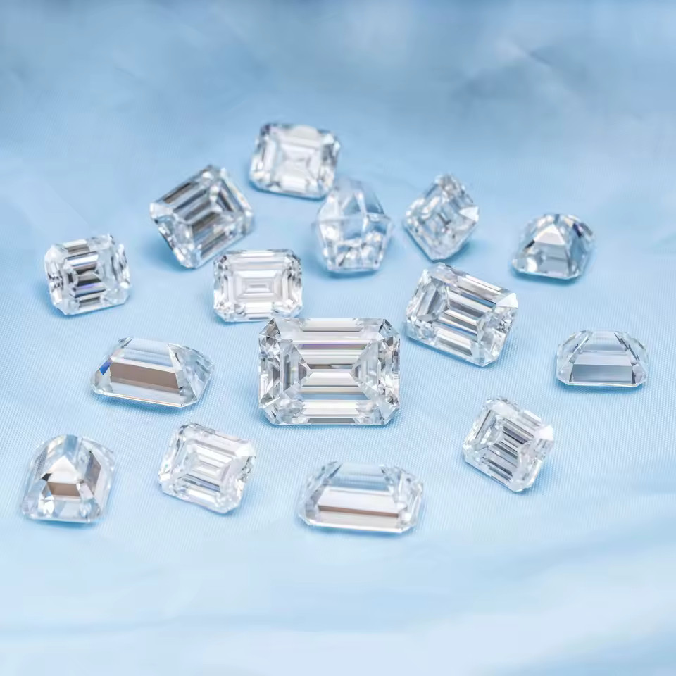 Moissanite Emerald Loose Stone D Color VVS1 GRA Certified 3mm-14mm 0.1CT-10CT