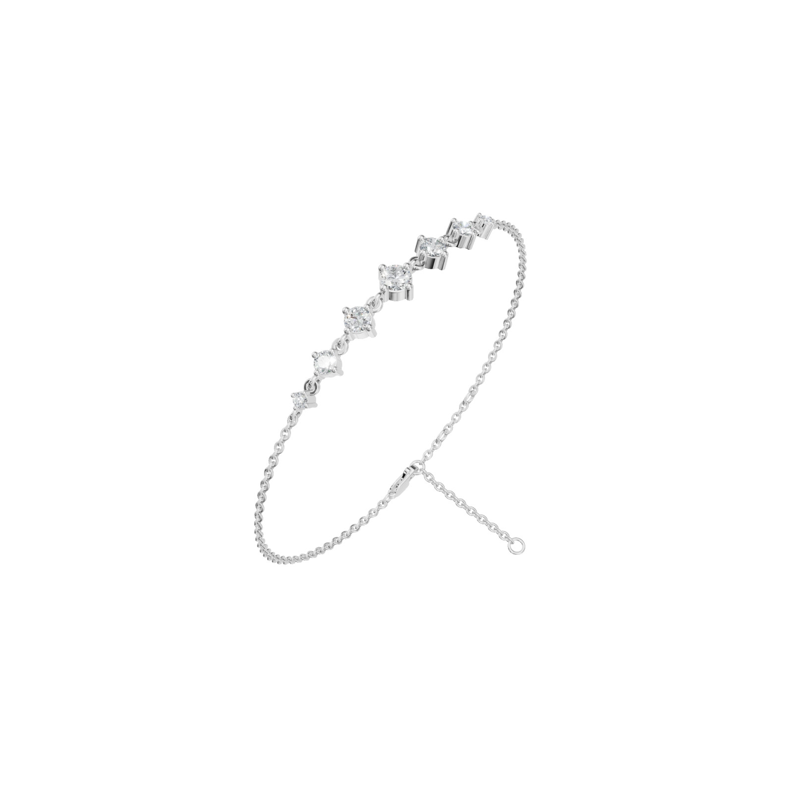 1.00 CT Luna Cascade Round Lab Grown Diamond Minimalist Dainty Chain Bracelet