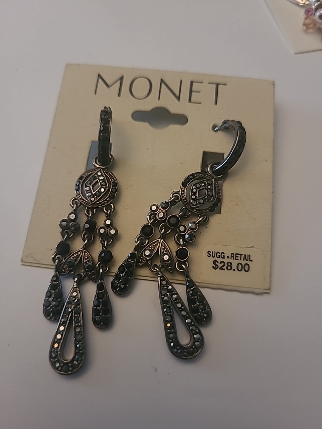 MONET Marcasite Chandelier Earrings See Pictures FREE SHIPPING