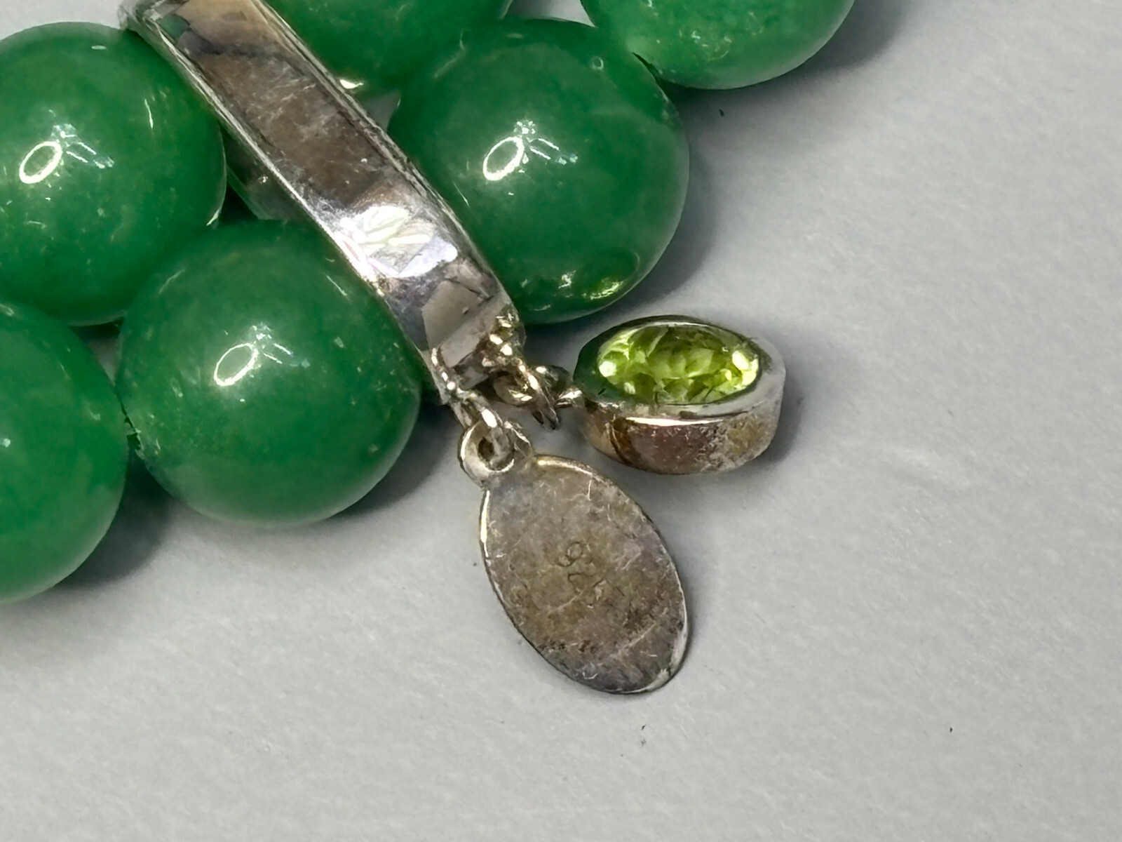 Sterling Silver .925 Aventurine Stone Dual Beaded Stretch Bracelet-Heavy-54g