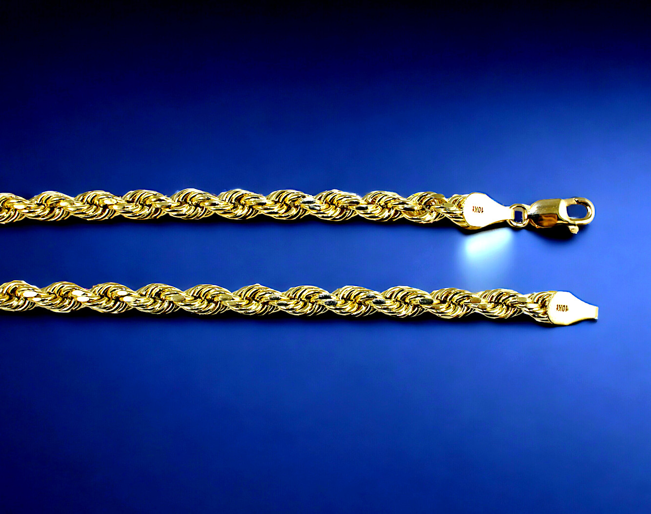 10K Yellow Gold Rope Necklace Chain Diamond Cut Real Gold 2mm-12mm 16″-30″