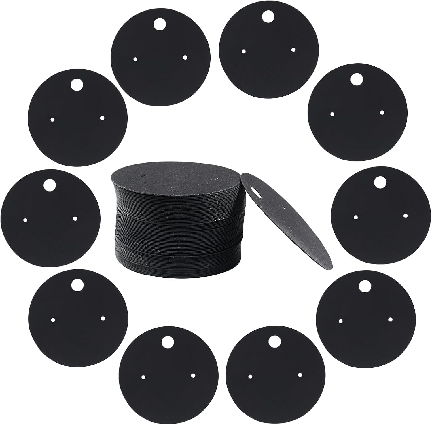 round Earring Display Holder Cards, 5Cm/2 Inch, Black, 100 Pcs | Kraft