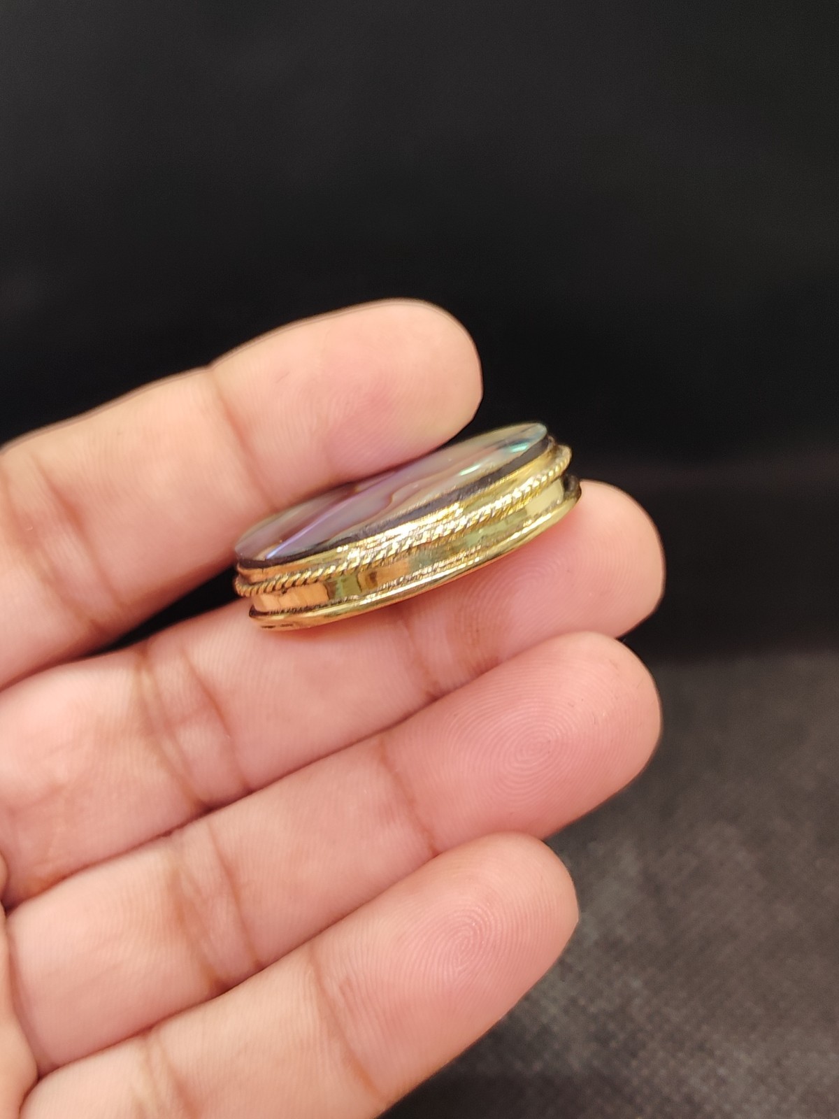 Abalone Shell Brass Groove Cabochon Iridescent Oval Bezel Jewelry Making Supply