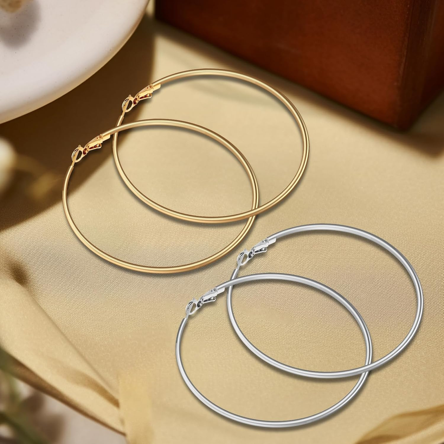 70Mm Large Hoop Earrings for Women, Silver Gold Stainless Steel Big Hoops | 14 G