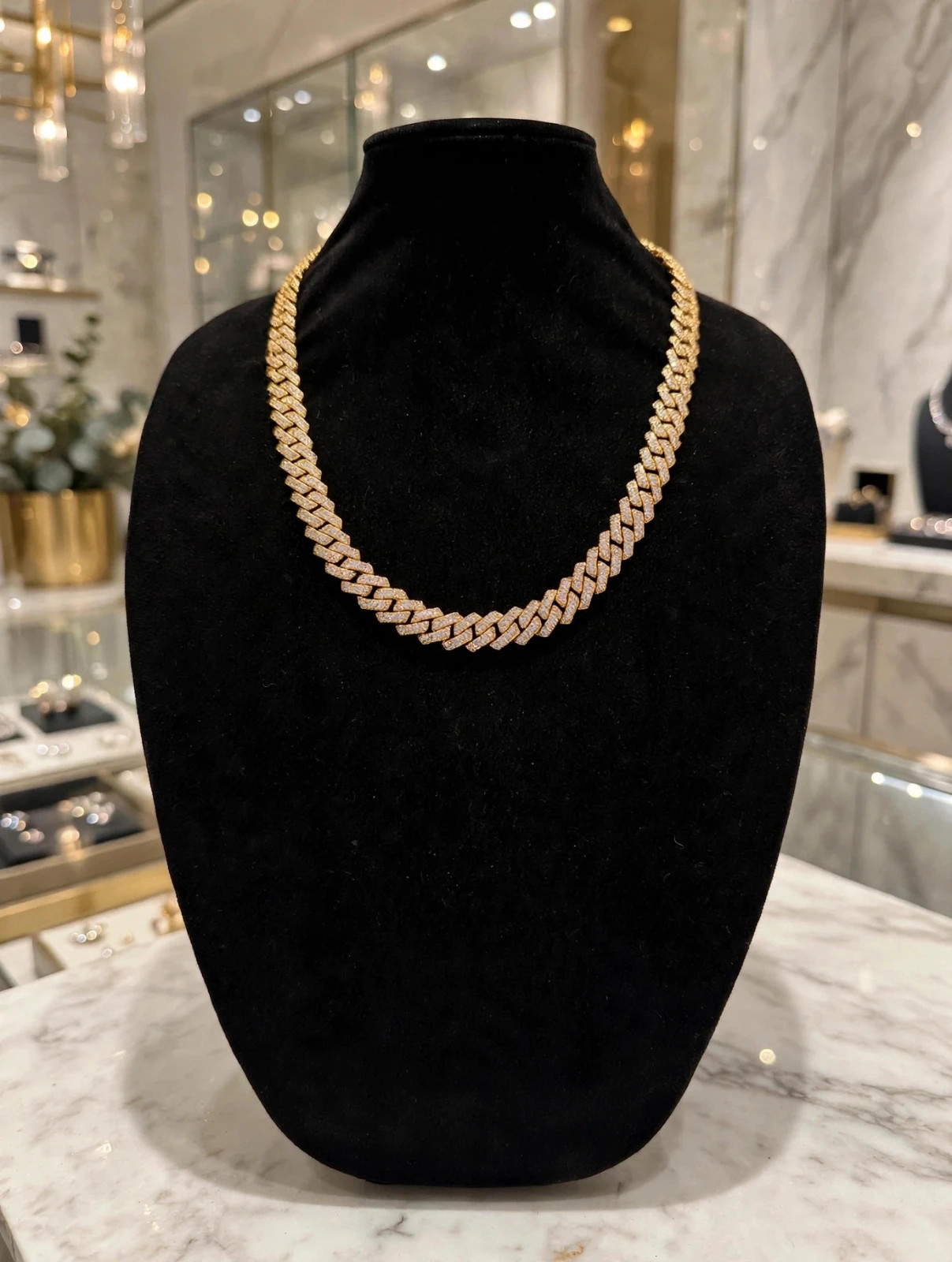 14k STAMPED 14mm FIGARUCCI Gold Chain Necklace 80.7ct Lab Sim VVS1 Diamond 241g+