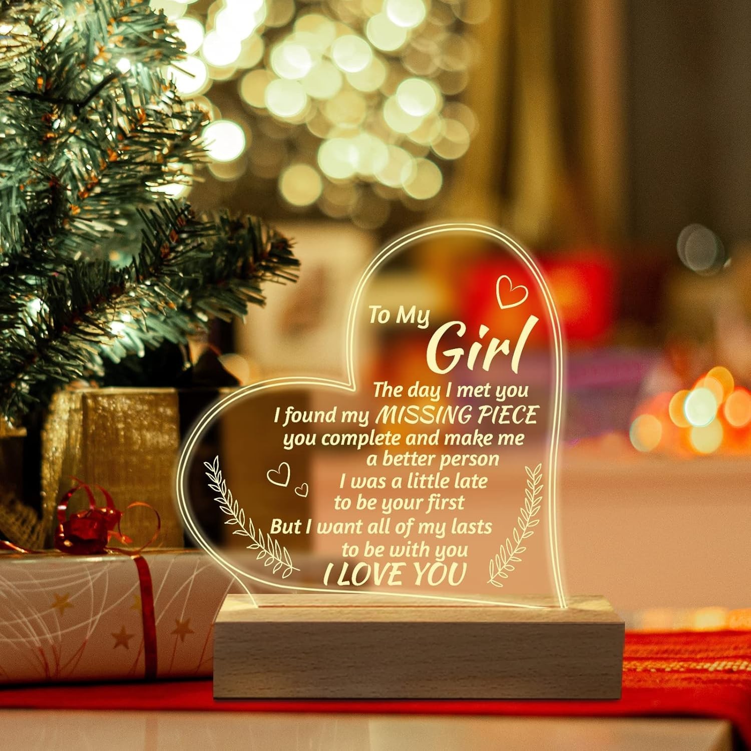 Romantic Gifts for Girlfriend to My Girlfriend Engraved Night Light I Love You