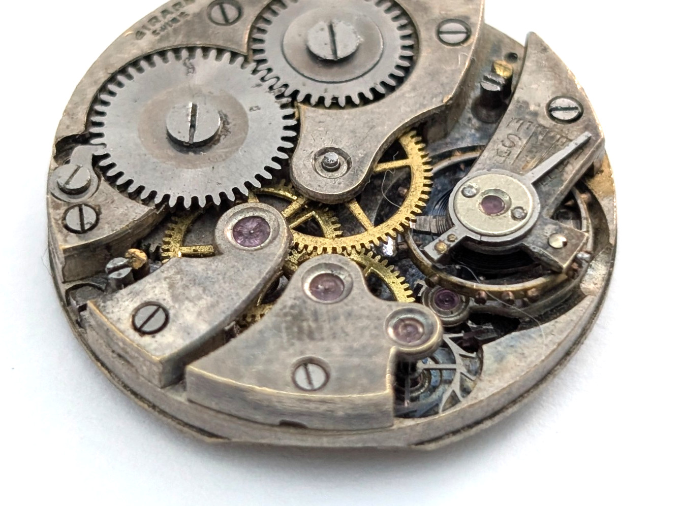 GIRARD 15j Art Deco Textured Dial Ladies 24mm Swiss Watch Movement PARTS REPAIR