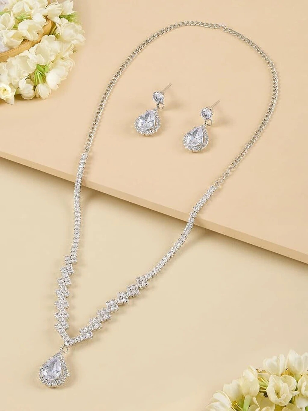 Elegant Teardrop Necklace & Earring Set – Timeless Every occasion lab created