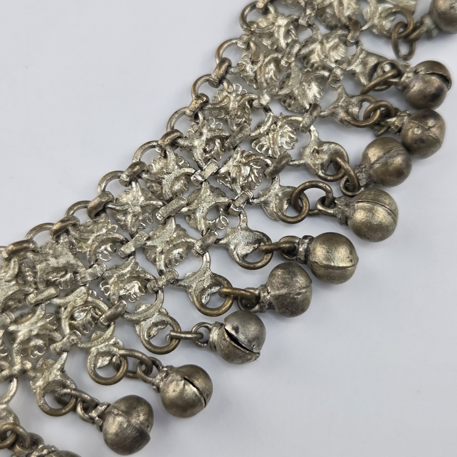 Yemenite Anklette 10.5″ Jingling Silver Tone Bells Metal With Heart Design