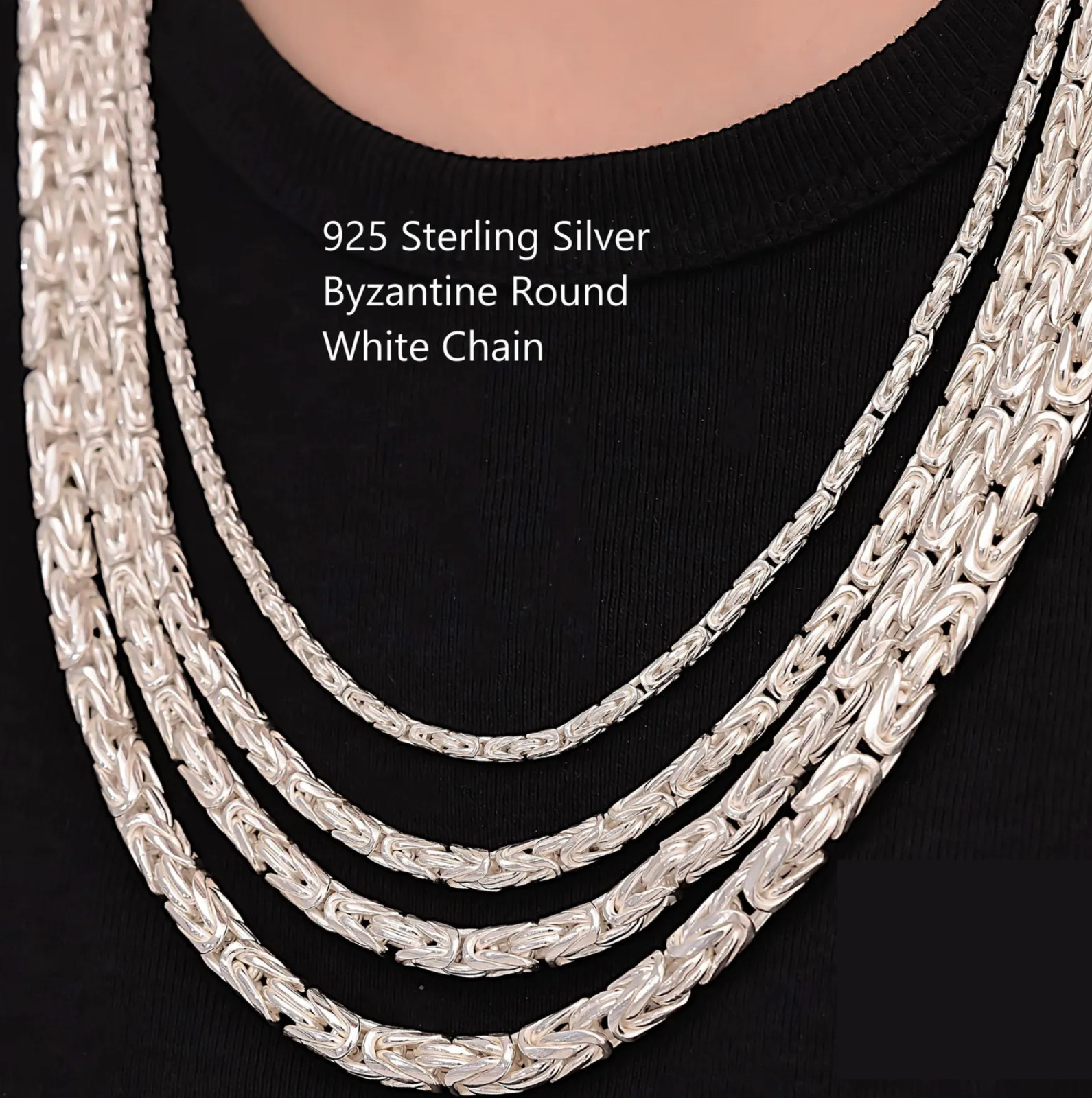 Real Solid 925 Sterling Silver Byzantine Rope Chain Men Necklace 4-9mm 8-30″
