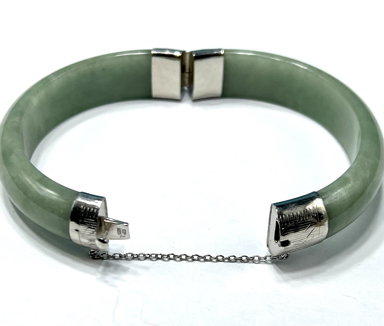 Womens Sterling Silver Bracelet, Jade Bangle. Original M.S.R.P. $450