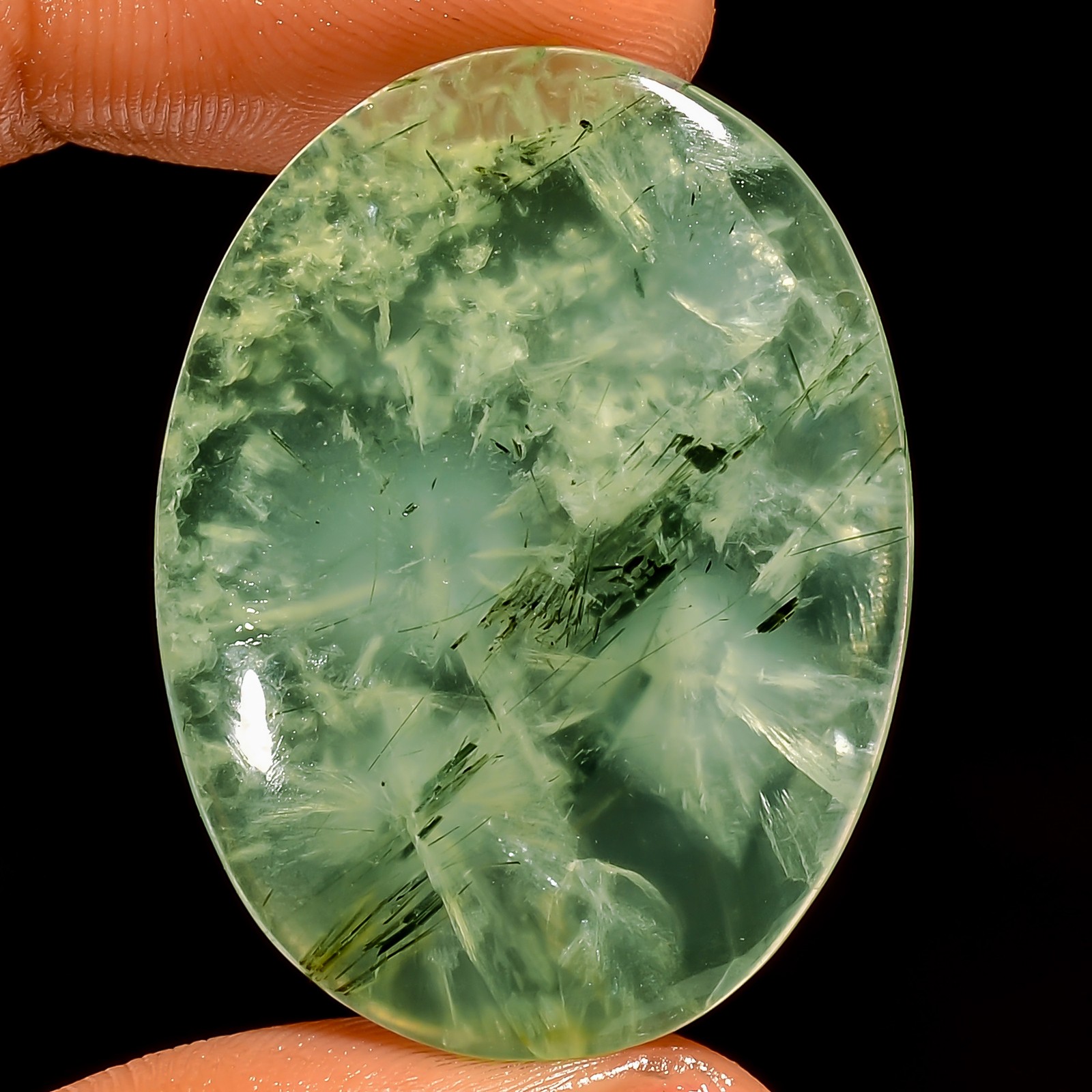 100% Natural Prehnite Oval Shape Cabochon Gemstone 40.5 Ct. 35X27X4 mm UG-6703