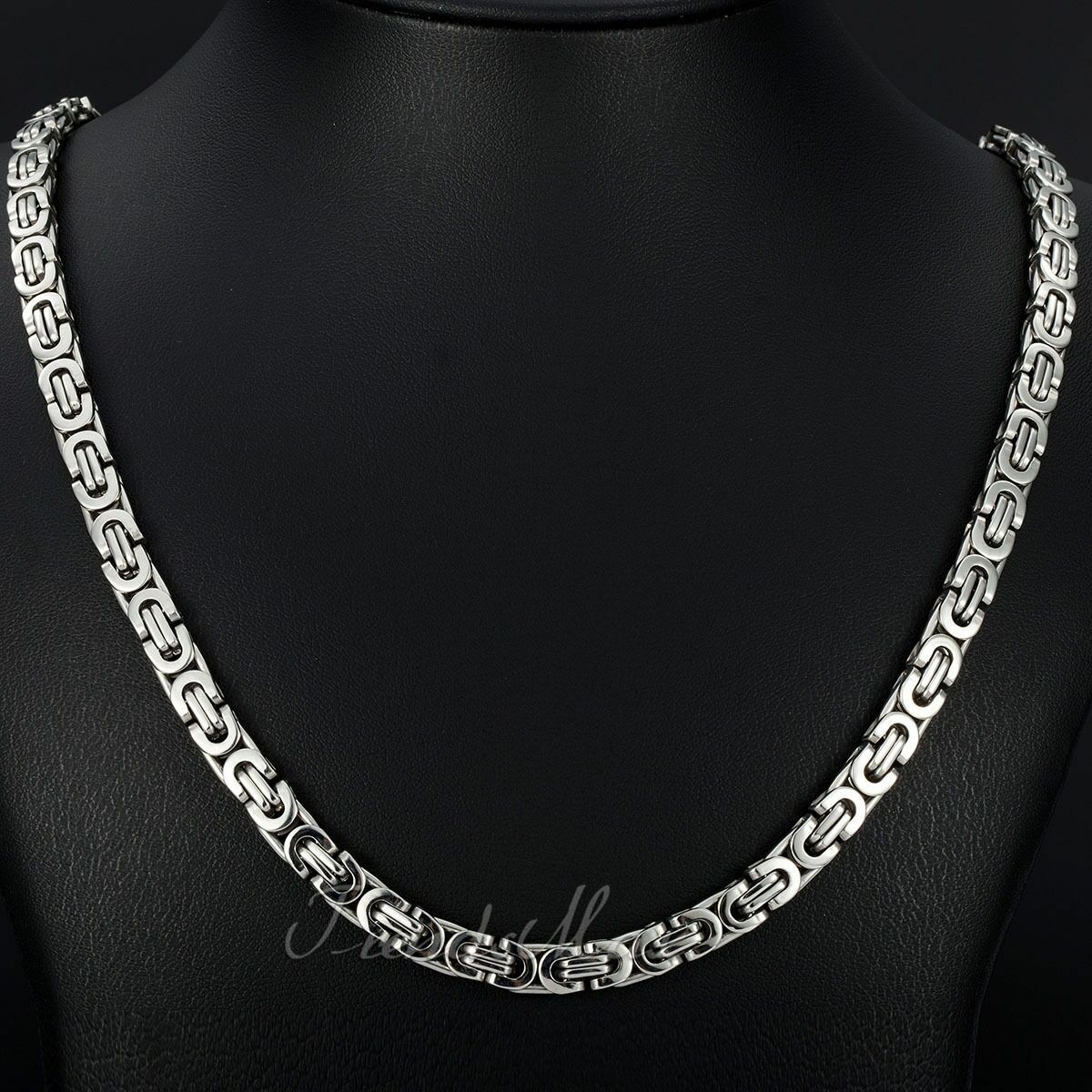 6/8/11MM Silver Tone Byzantine Link Stainless Steel Necklace Boy Mens Chain Gift