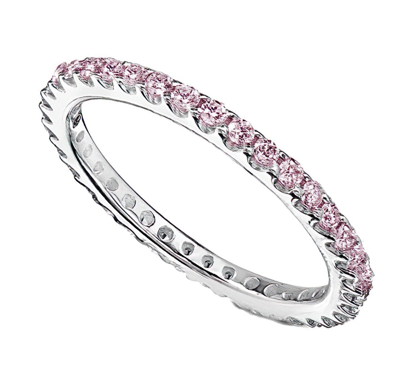 1pc Women Sterling Silver Ring Thin Eternity Band CZ Red Pink Blue Black Green