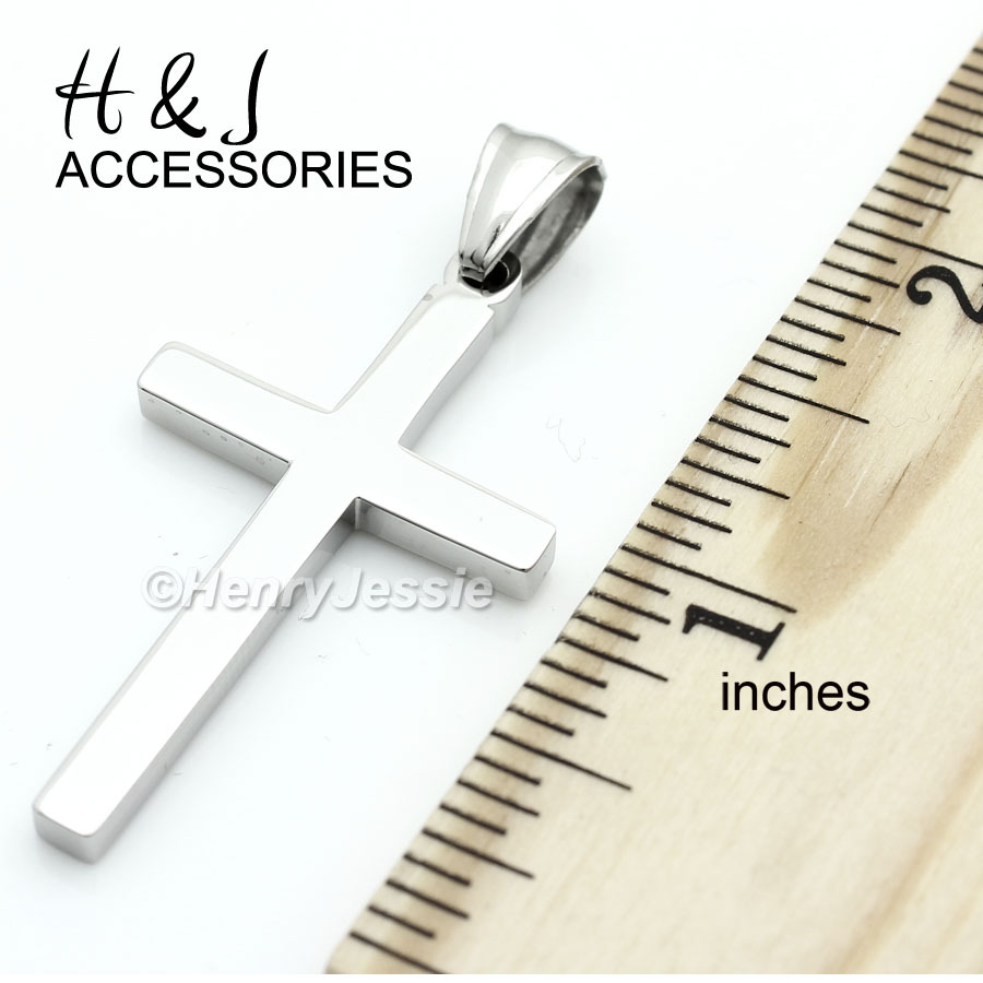 20″MEN Stainless Steel 3mm Silver Box Link Chain Necklace Simple Cross Pendant*P