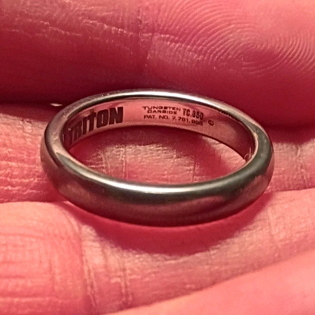Triton Tungsten Comfort Fit Band Ring Size 8.5 6mm Silver Signed