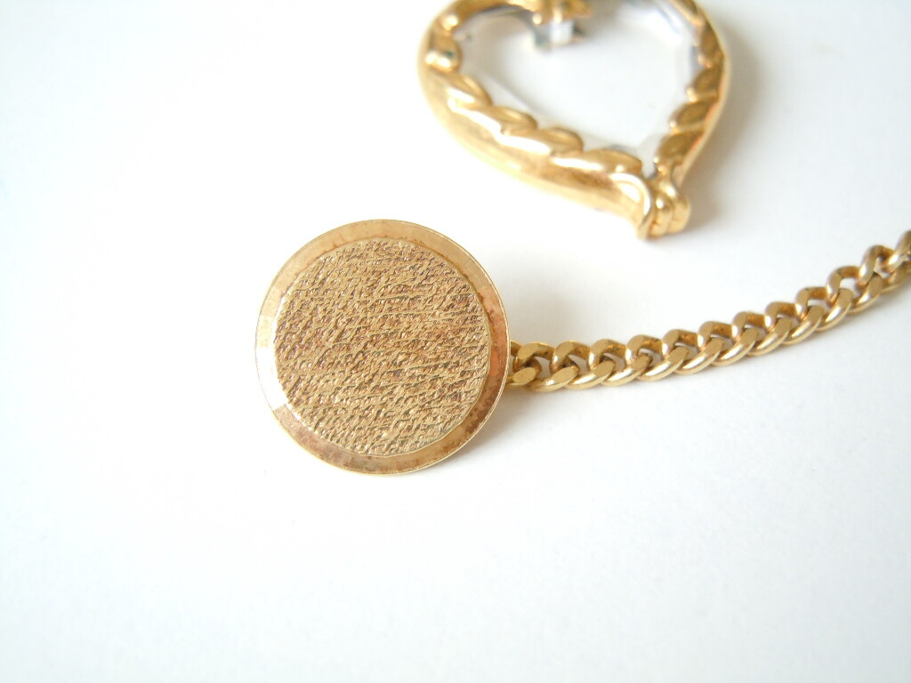 Button Watch Chain Pendant Heart GlassAmerik FBM Friedrich Binder 11 G/25.5 Cm