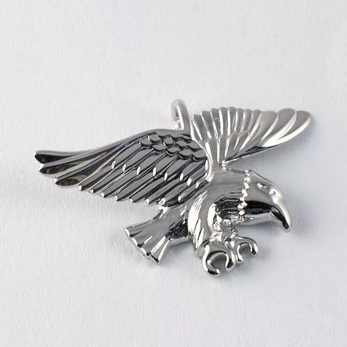 Silver Unisex Pendant Eagle Chain Pendant Lucky Charm Polished Textured