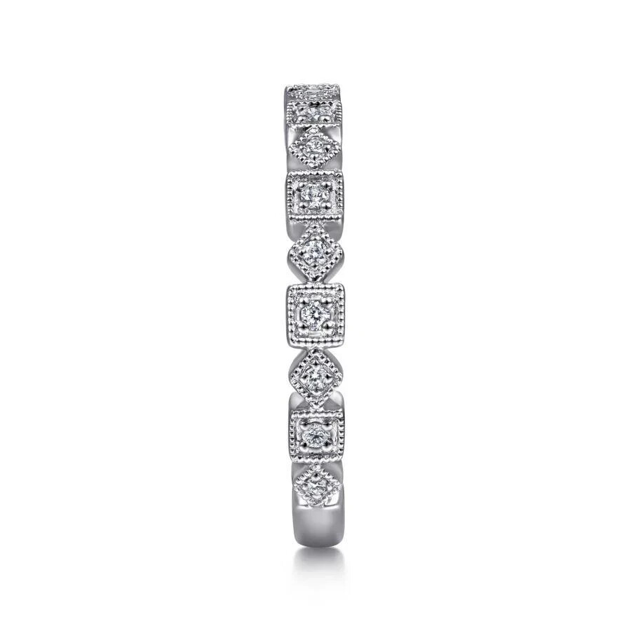 Gabriel & Co 14K White Gold Geometric Diamond Stackable Ring