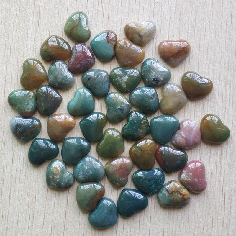 30pcs Natural India Agate Heart Cab Cabochons Beads Jewelry No Holes 15x18mm