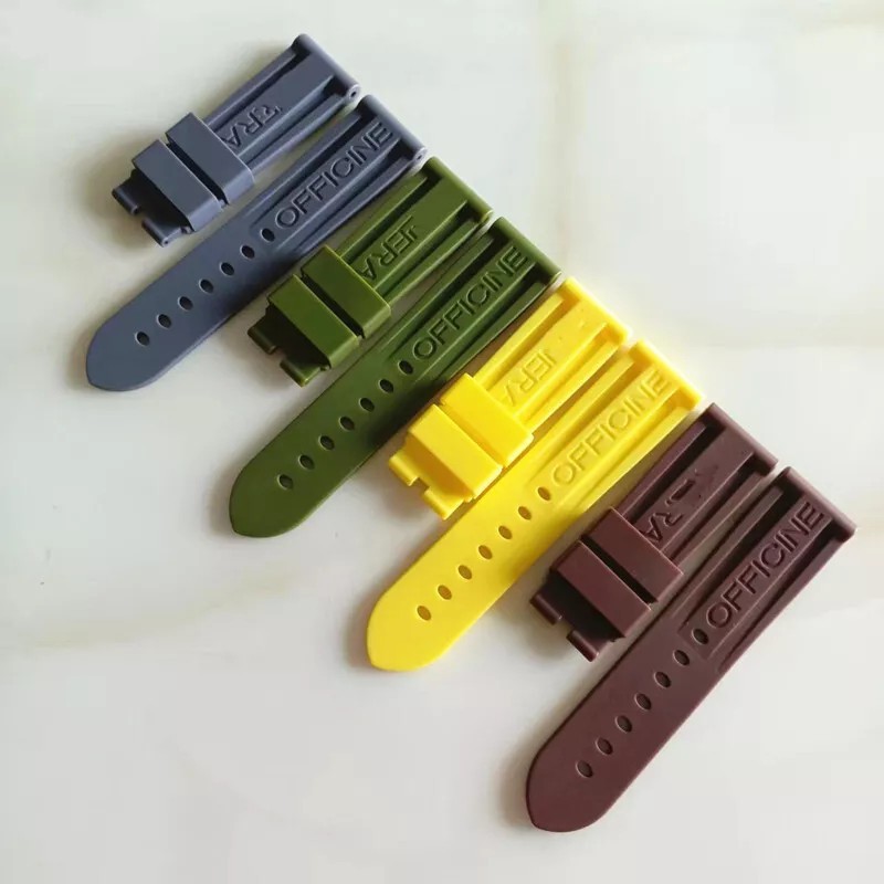 Panerai Watch 22/24/26mm Rubber Dive Strap for Clasp Buckle MXE07XDG Black