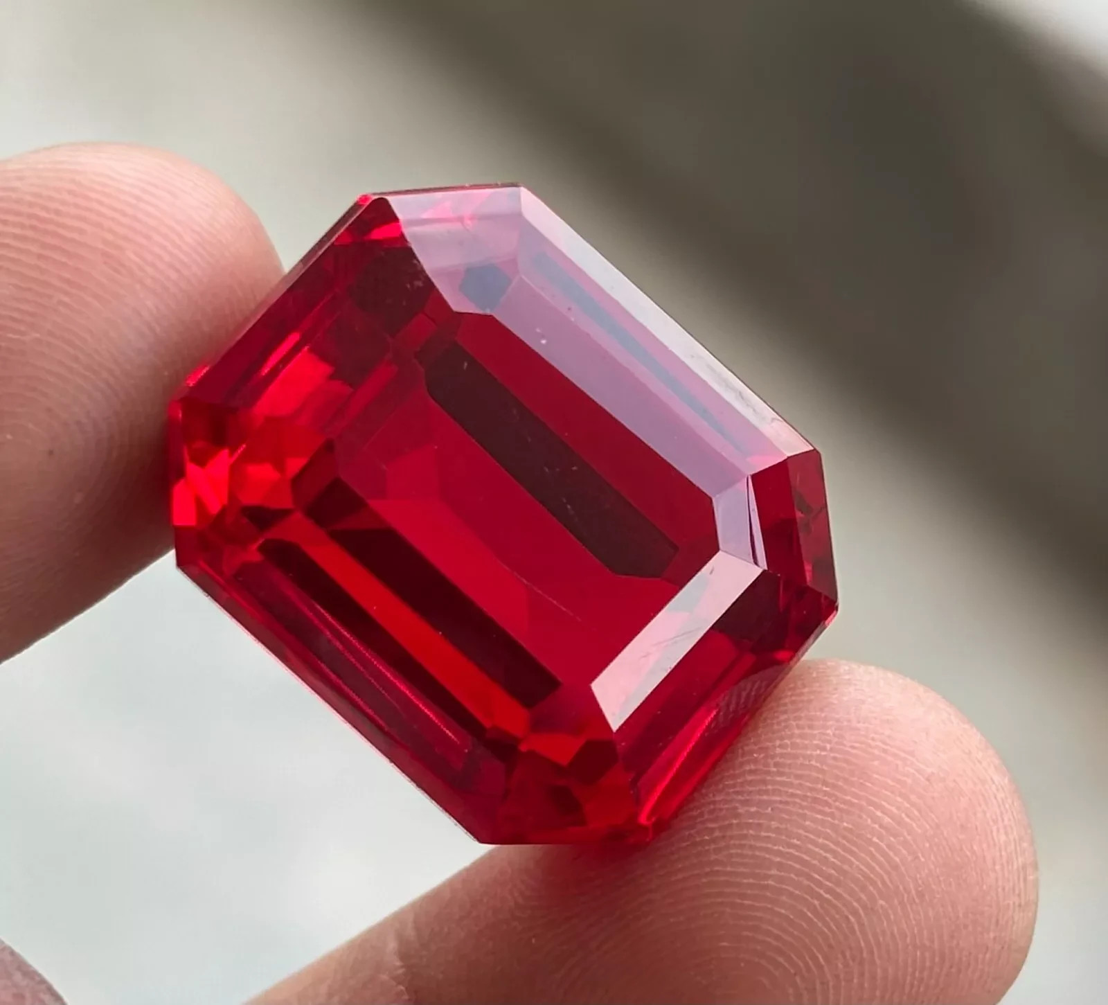 Emerald Cut 98+ Ct Blood Red Ruby Mozambique Natural Gemstone For Pendant Making