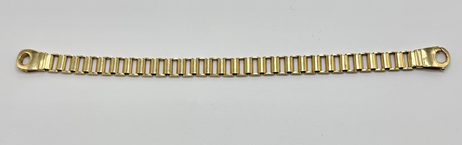 MENS ITALIAN 18K GOLD 8.5 INCH FLAT CURB LINK BRACELET 25 Grams