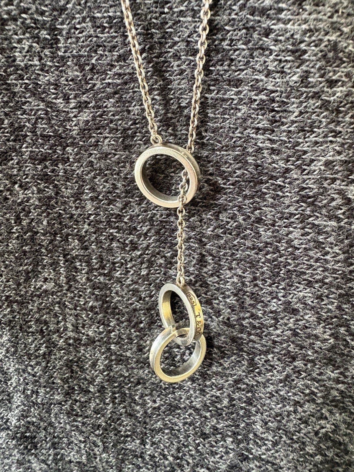 Tiffany & Co. 925 Sterling Silver Interlocking Round Lariat Necklace 18”