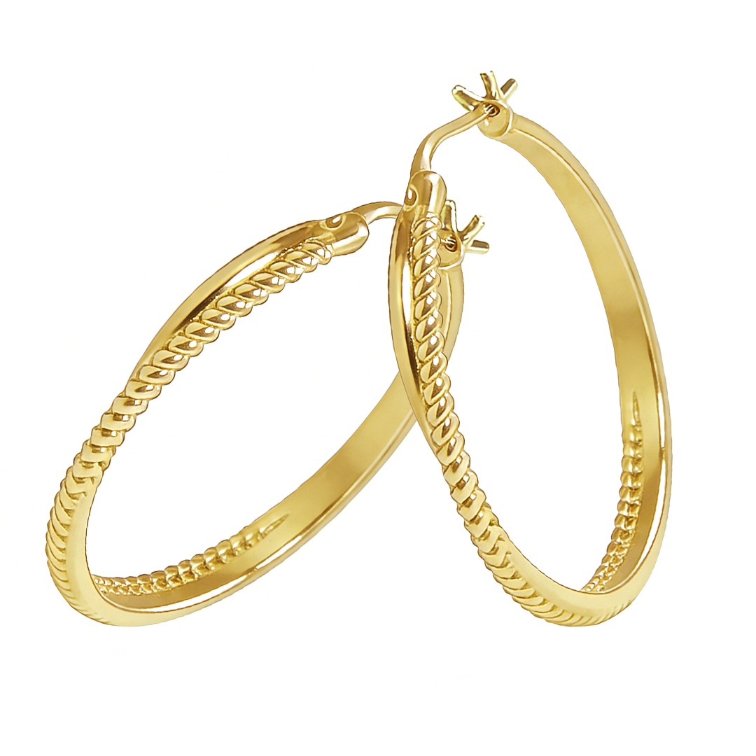 14K Hoop Gold Earrings for Women Thick Large Hoops Earring Elegant X-shaped 30mm