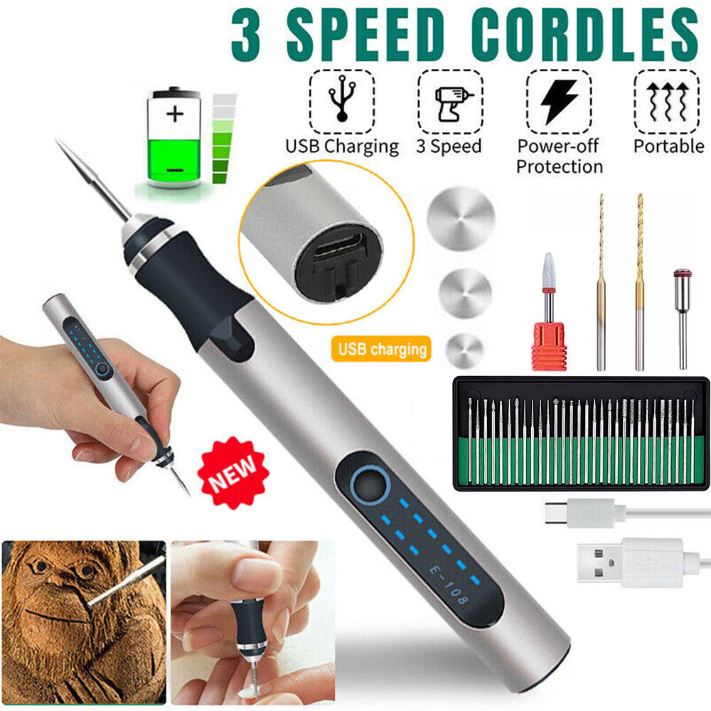 Cordless Electric Engraving Pen Rotary Tool Kit Variable Speed W/ 38 Accessories