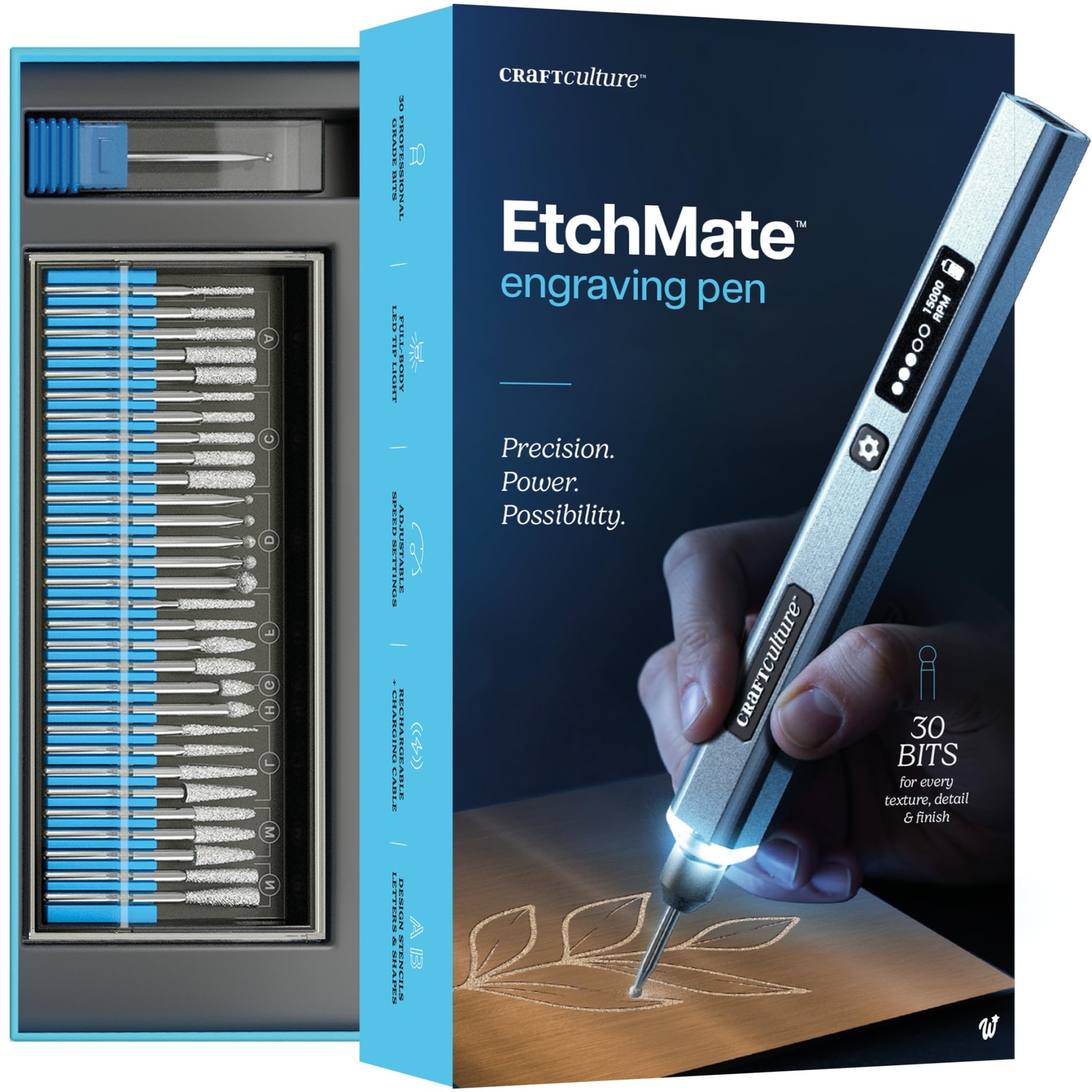 EtchMate Engraving Pen for Metal, Wood, Glass, Plastic & All Materials Silver