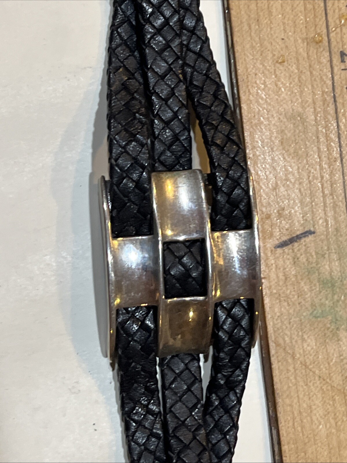 RLM Studio Robert Lee Morris Sterling 925 Silver & Leather 3 Strand Bracelet
