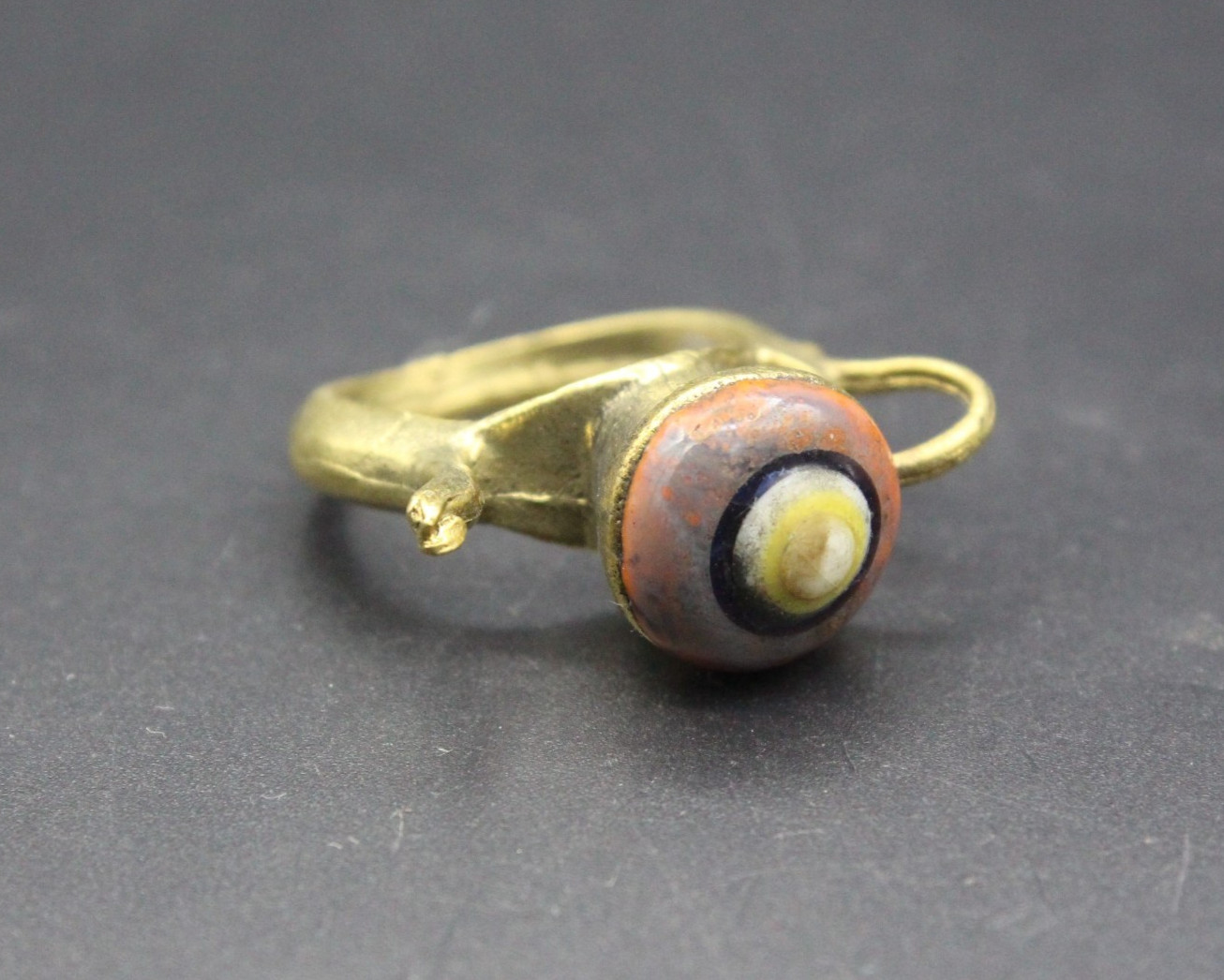 Afghan Pitcher Ring, Colorful Enamel Stones Ring, Belly Dance Ring, 6.5US #R01