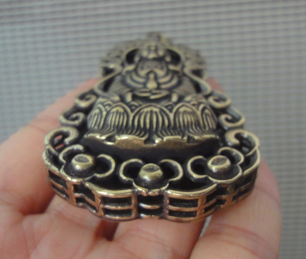 Vintage Style Pure Brass GuanYin Buddha Statue Pendant Bags Charms