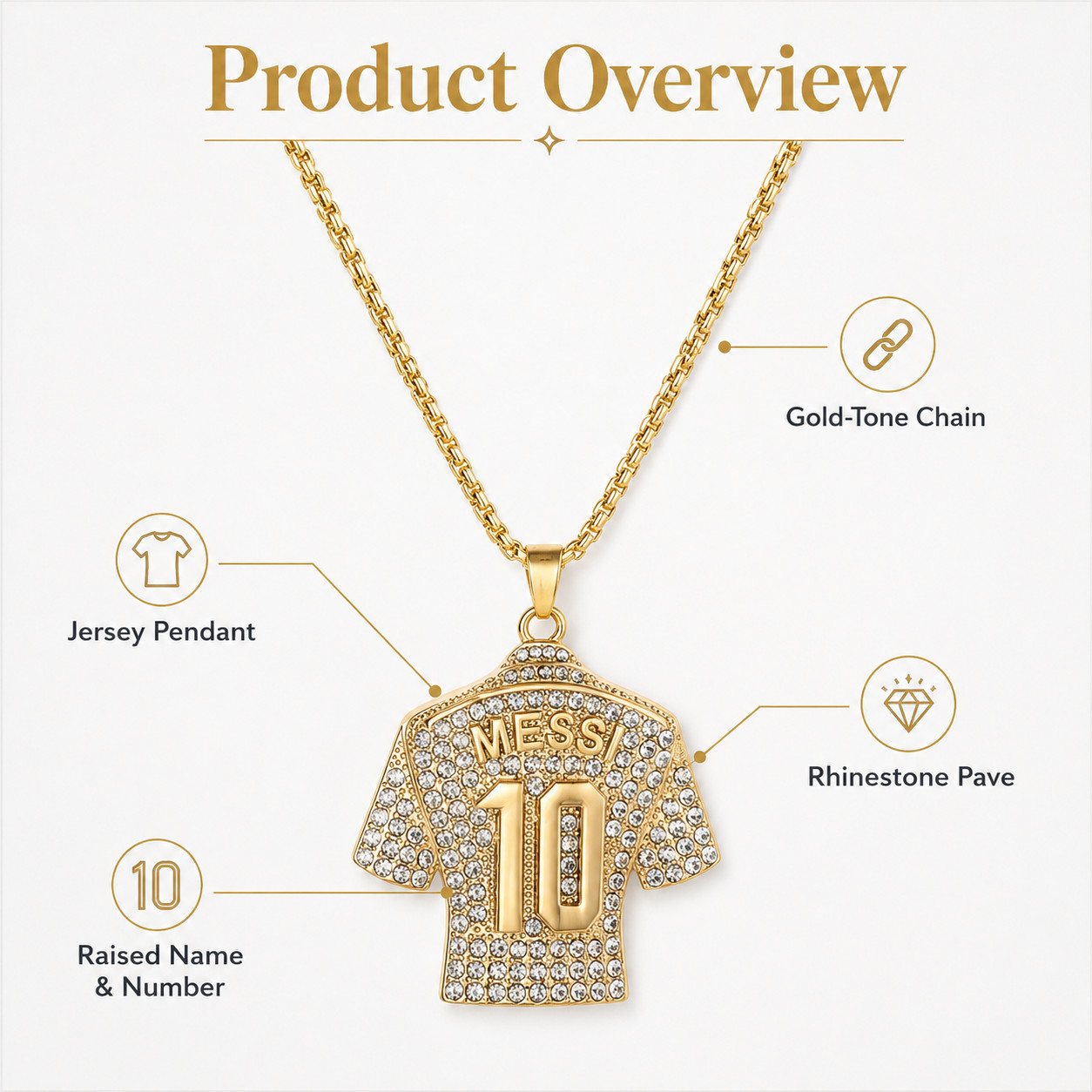 MESSI GOLD NECKLACE – SHINE WITH GOAT LM 10 + EXTRA ACCESSORIES ON US