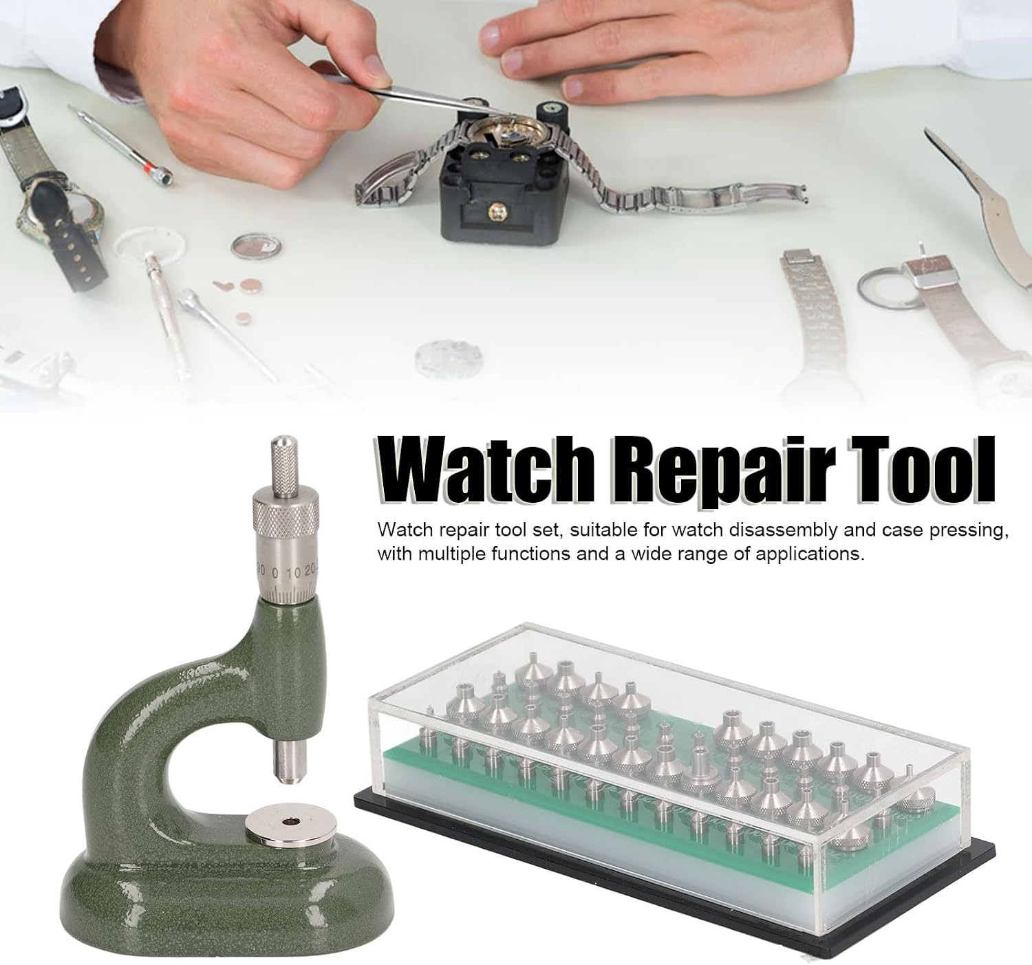 Watch Press Tool Kit 48Pcs Dies Watch Repair Tool Watch Opener Watch Back Case C
