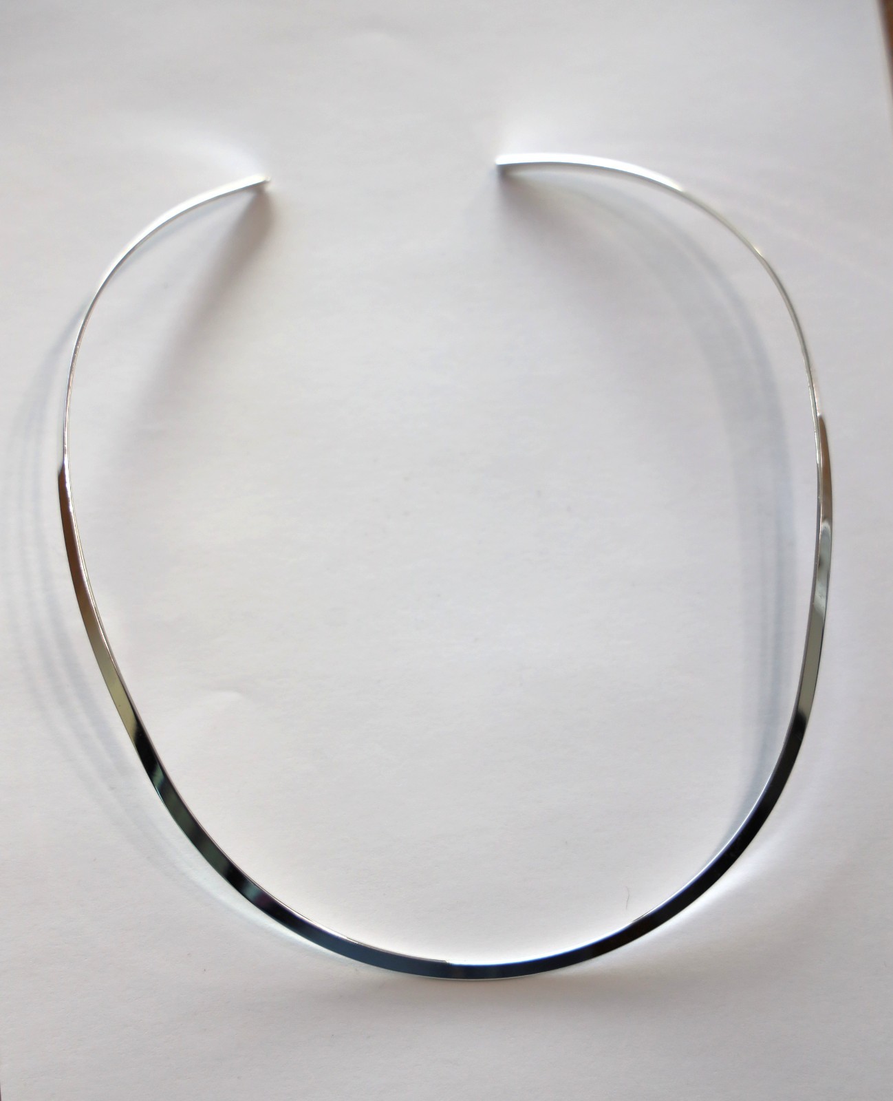 .925 Sterling Silver Plated Choker Collar Necklace Flat Fashion Jewelry