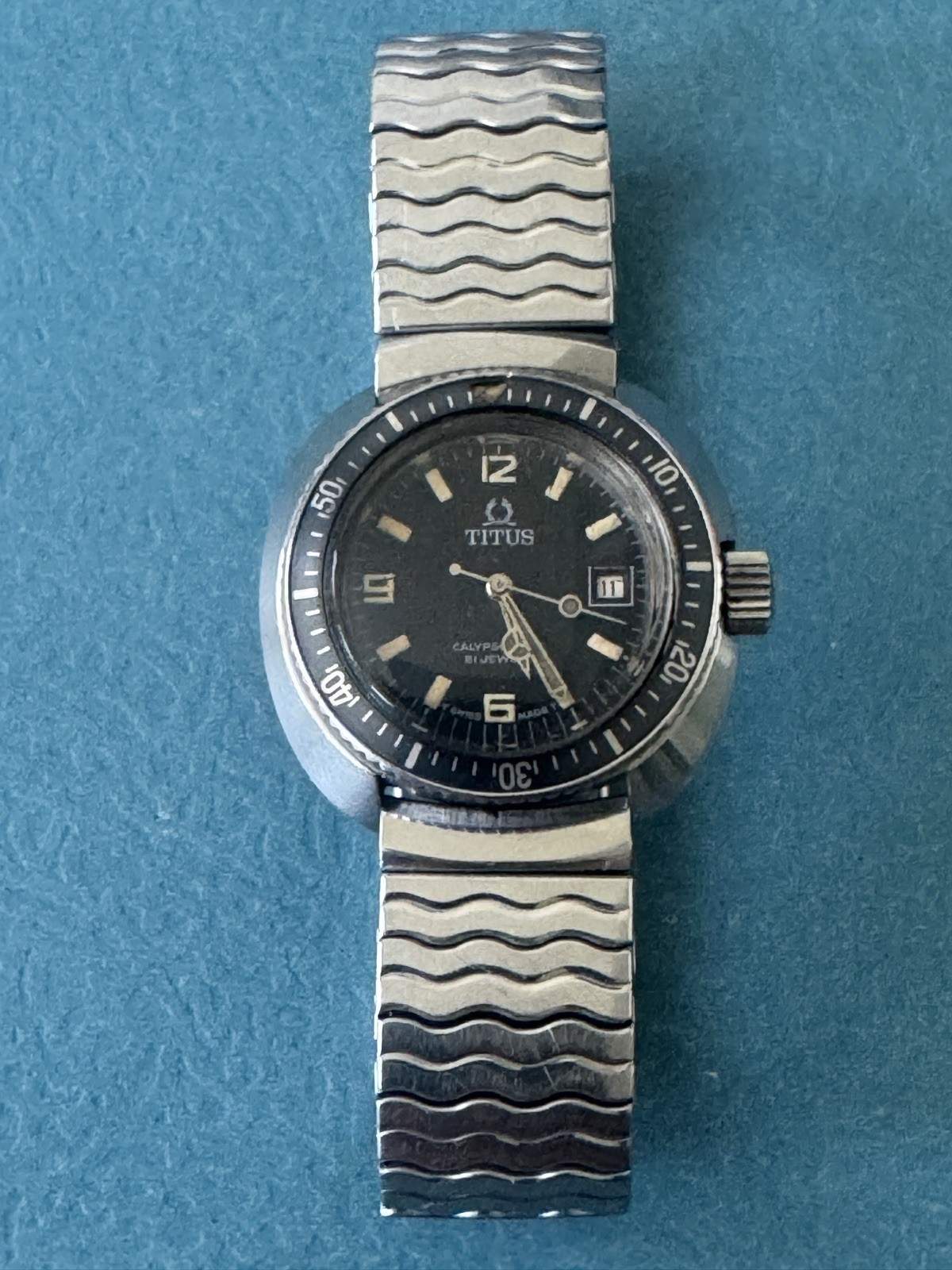 VINTAGE 1960s SOLVIL TITUS CALYPSOMATIC DIVER WATCH 21J AUTO STUNNING TROPICAL