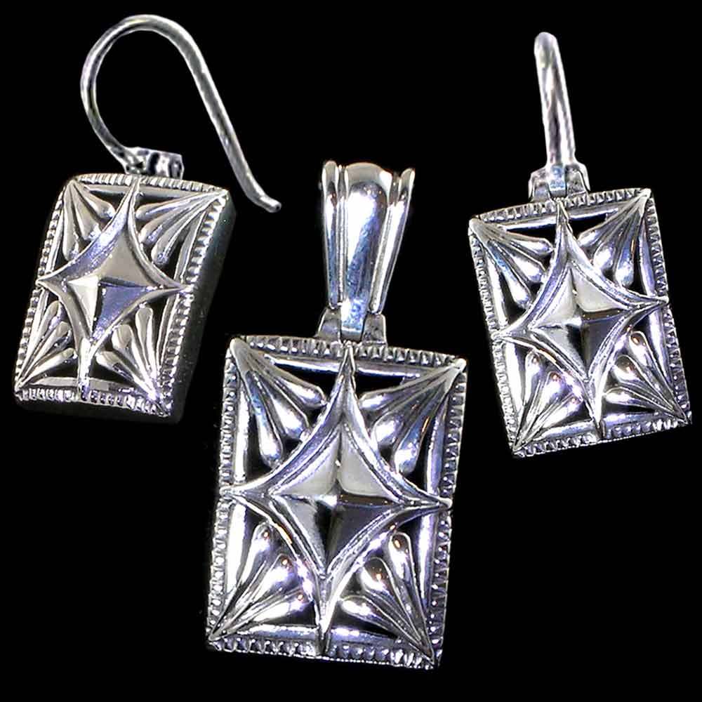 HIGH POLISHED DIAMOND SHAPE PATTERN PENDANT __925 STERLING SILVER