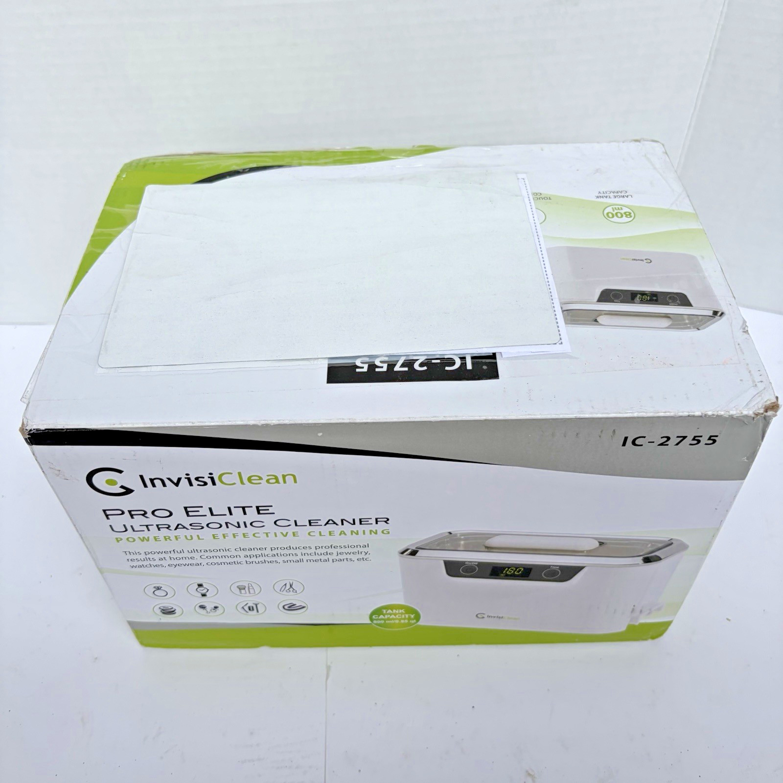 InvisiClean Pro Elite Ultrasonic Cleaner IC-2755 800mL Digital Jewelry Open Box