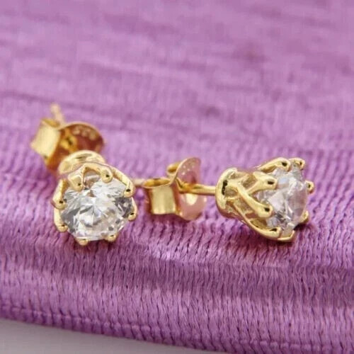 2.00Ct Round Cut Lab Created Diamond 14K Yellow Gold FN Prong Set Stud Earrings