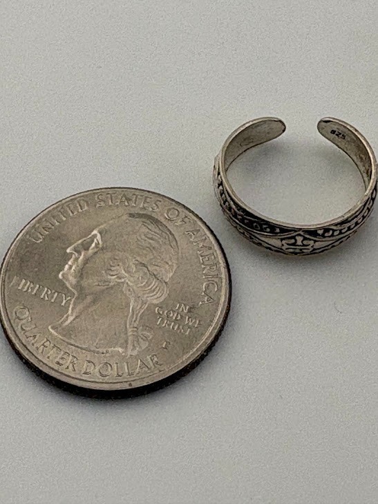 925 STERLING SILVER SOUTHWESTERN STYLE 5.4MM TOE PINKY RING SIZE 3.5 ADJUST 1419