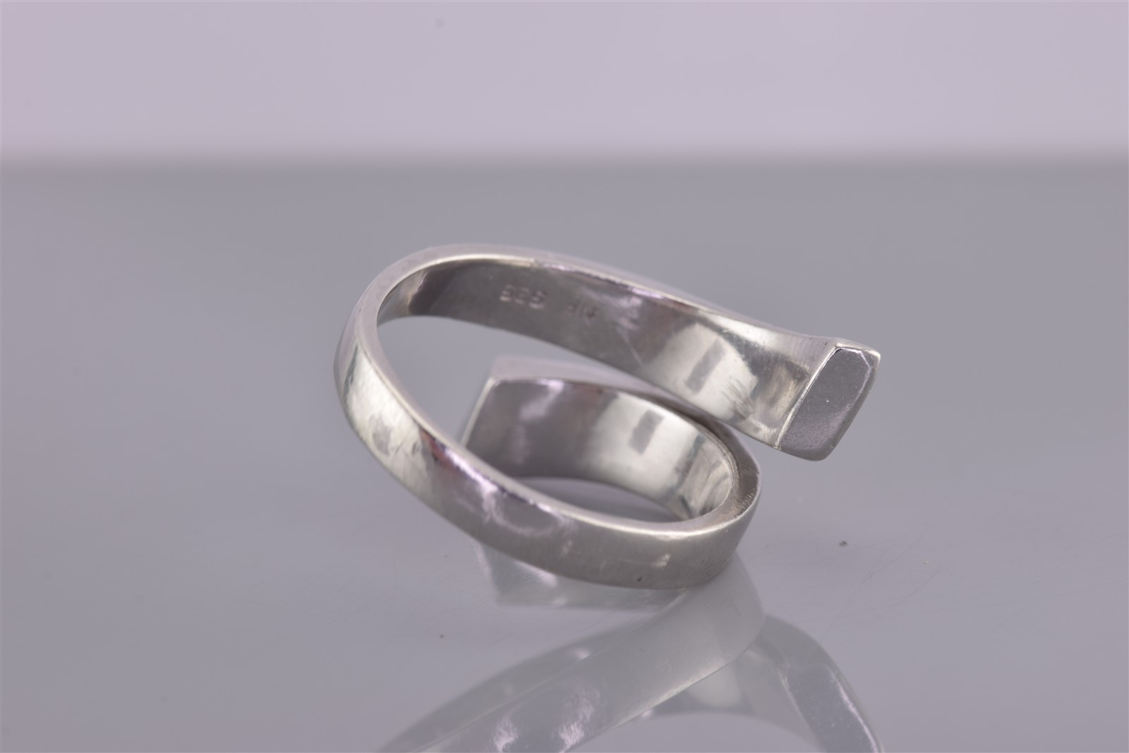 Sterling Silver 19mm Solid Tapered Wrap Around Bypass Band Ring 925 Sz: 8