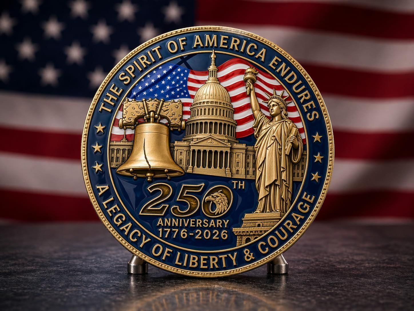 250 Years of Freedom American Enamel Lapel Pins Bulk, 10 Large, Multicolor