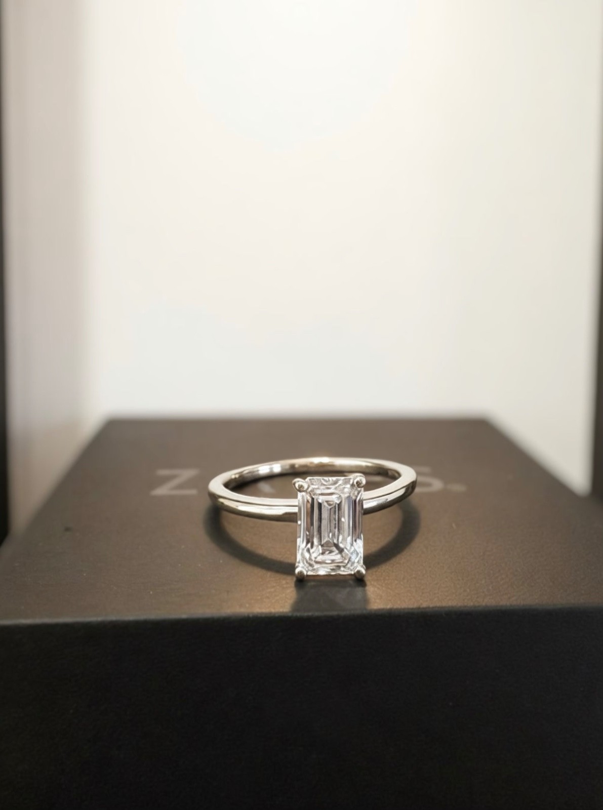 1.57ct Lab grown Diamond Emerald Cut 14k white gold Ring Zales