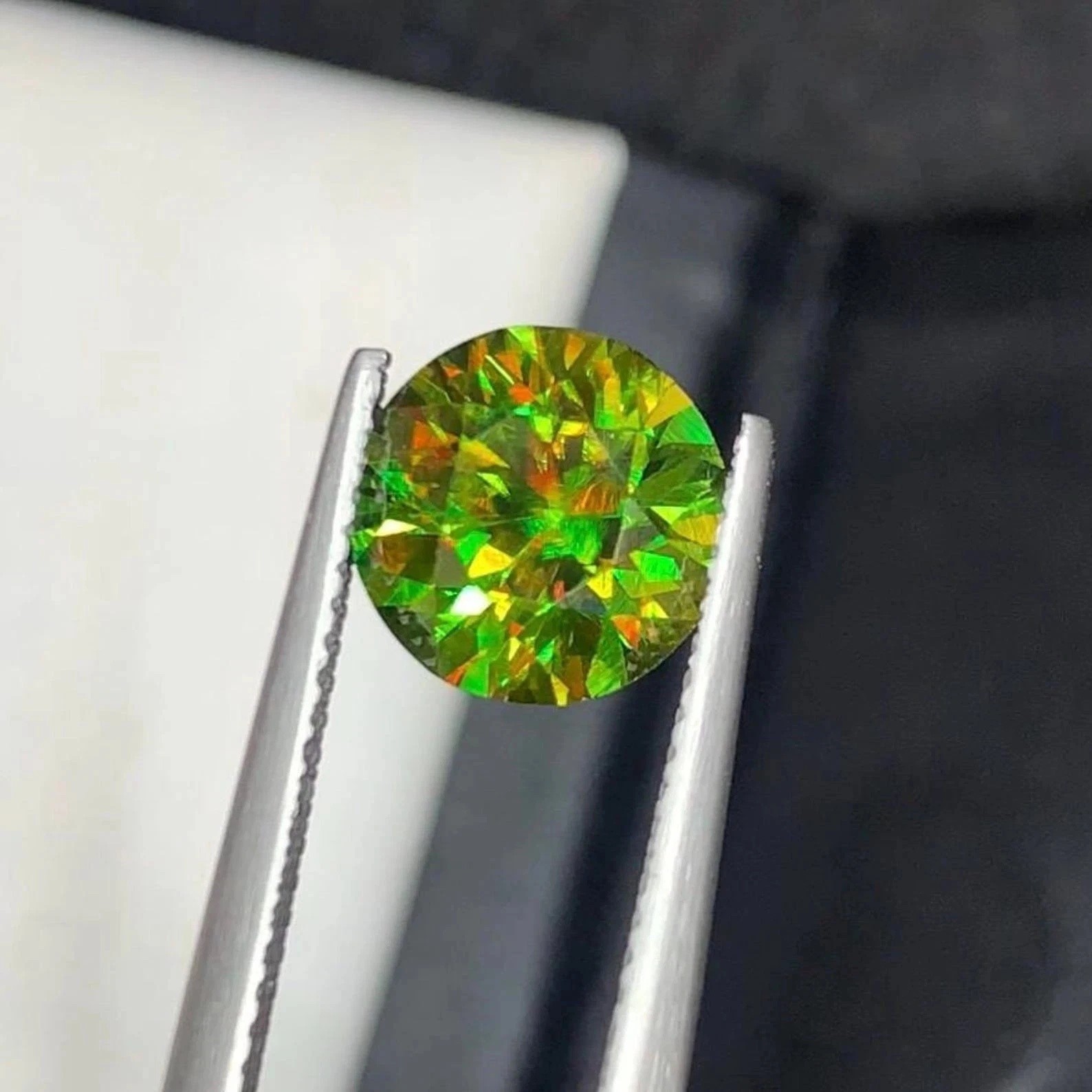 Natural Full Fire Sphene Titanite 6.5 Ct+ Round Cut Certified Loose Gemstone