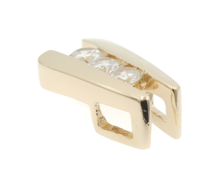 Ladder-Style 14KT Yellow Gold 3-Stone 1/2 TW Round Diamond 17.4mm Slide Pendant