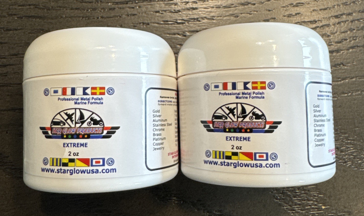 Professional Metal Polish Paste Marine Formula 2-Pack 2 oz Each Boat Chrome